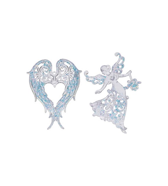 Zawieszka z akrylu, anioł, skrzydła, białe, do powieszenia