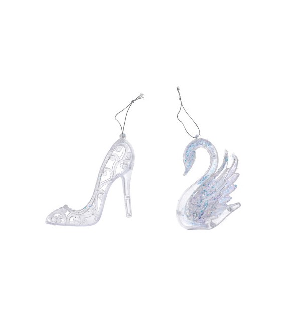 Zawieszka z akrylu, łabędź, but, białe, do powieszenia