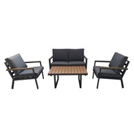 Zestaw aluminiowy – sofa, 2 fotele, stolik, poduszki 10cm