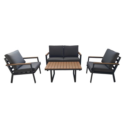 Zestaw aluminiowy – sofa, 2 fotele, stolik, poduszki 10cm
