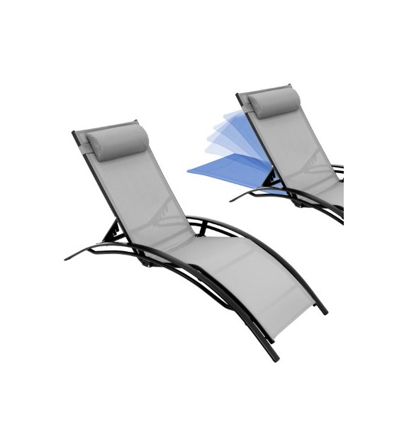 Leżanka aluminiowa składana  180x58x81cm  szara