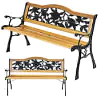 Ławka ogrodowa 125x52xH.78cm, motyw róża, sosna