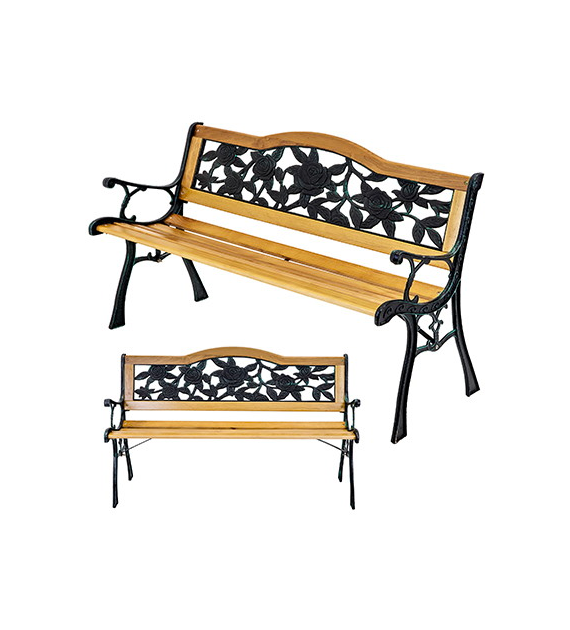 Ławka ogrodowa 125x52xH.78cm, motyw róża, sosna