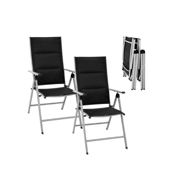 Zestaw 2 fotele 7 poz. aluminium - czarne