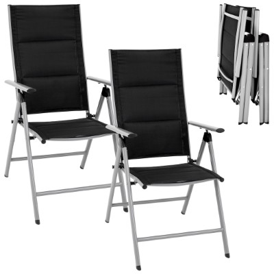 Zestaw 2 fotele 7 poz. aluminium - czarne