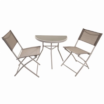 Zestaw Mebli Ogrodowych CAPRI, Stal/Textilene, 2 Krzesła 46x58x80cm + Stół 70x40x65cm - Beżowy