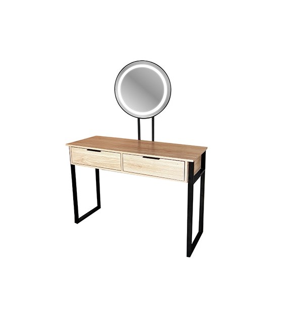 Toaletka z lustrem LED, płyta wiórowa, stal, 74x40x100 cm