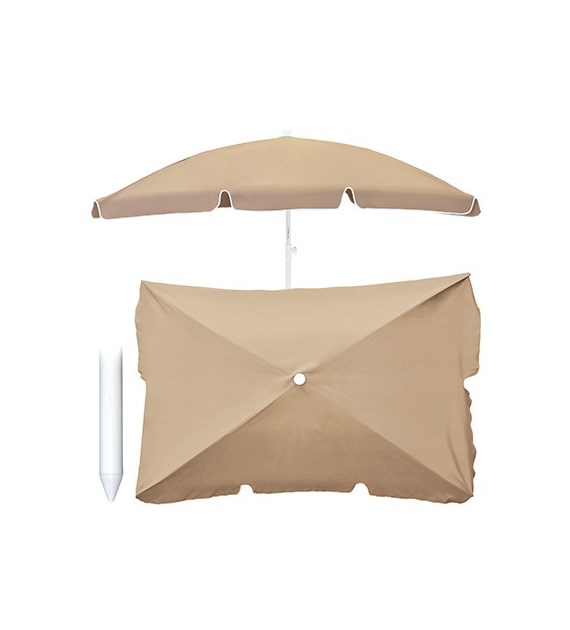 Parasol uchylny 200x130cm, polyester beżowy + uchwyt balkonowy
