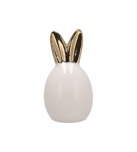Zając ceramiczny biały-zł solniczka 5cm