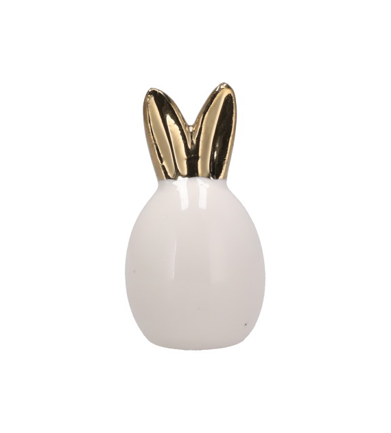 Zając ceramiczny biały-zł solniczka 5cm