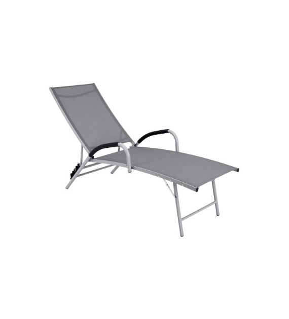 Leżanka aluminiowa z textilene, 5 pozycji, szara