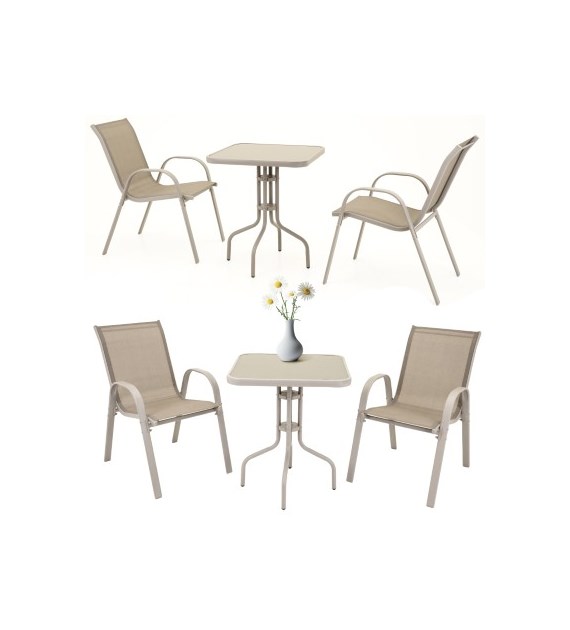 Zestaw 2 krzesłą FIESTA składane + stolik 60x60cm