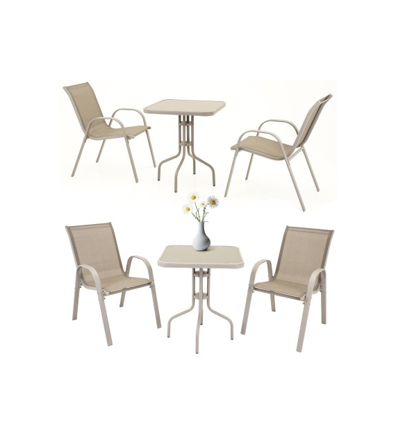 Zestaw 2 krzesłą FIESTA składane + stolik 60x60cm