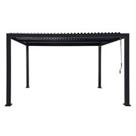 Pergola z lamelami 3x4m aluminium, dach płaski, 2-częściowy, czarny