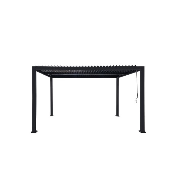 Pergola z lamelami 3x4m aluminium, dach płaski, 2-częściowy, czarny
