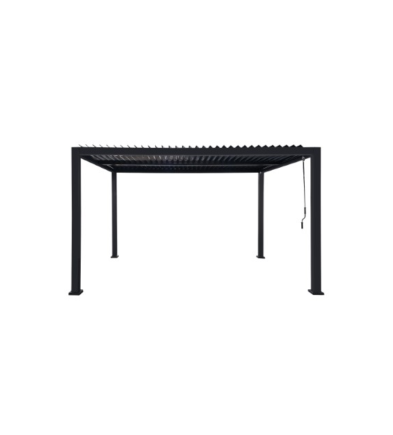 Pergola z lamelami 3x4m aluminium, dach płaski, 2-częściowy, czarny