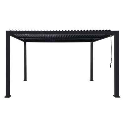 Pergola z lamelami 3x4m aluminium, dach płaski, 2-częściowy, czarny