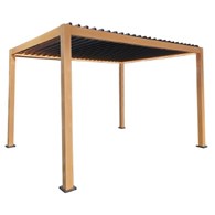 Pergola 3x4m alu, 4 kurtyny boczne szare, LED