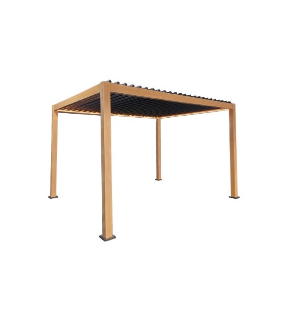 Pergola 3x4m alu, 4 kurtyny boczne szare, LED