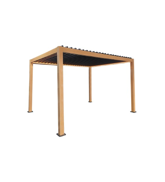 Pergola 3x4m alu, 4 kurtyny boczne szare, LED