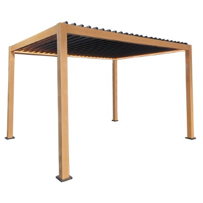 Pergola 3x4m alu, 4 kurtyny boczne szare, LED