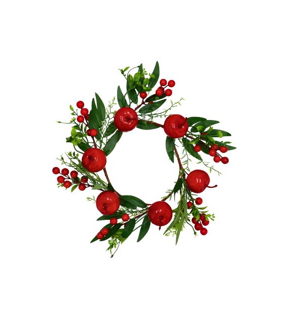 Wianek dekorowany jabłuszkami 30cm czerwony zielony