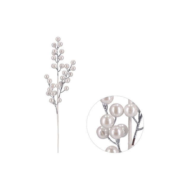 Gałązka z perełkami pik, 47cm, perłowy