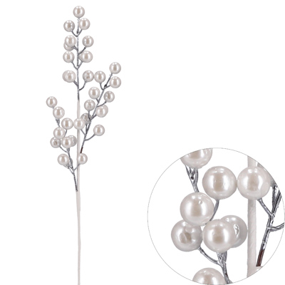 Gałązka z perełkami pik, 47cm, perłowy