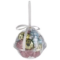 Bombki szklane choinka, 5cm/11szt, różowy, srebrny, niebieski