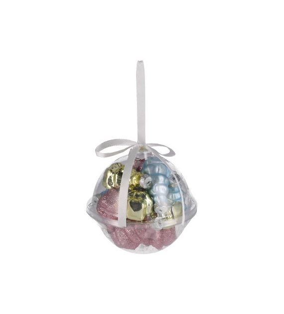 Bombki szklane choinka, 5cm/11szt, różowy, srebrny, niebieski