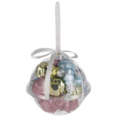 Bombki szklane choinka, 5cm/11szt, różowy, srebrny, niebieski