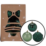 Bombki plastikowe dekor, brokat, 8cm/12szt, zielony, ciemny