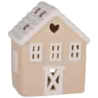 Domek z ceramiki na tealight, 8,6cm, beż, biały, do postawienia