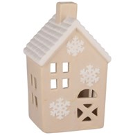 Domek z ceramiki na tealight, 14,5cm, beż, biały, do postawienia