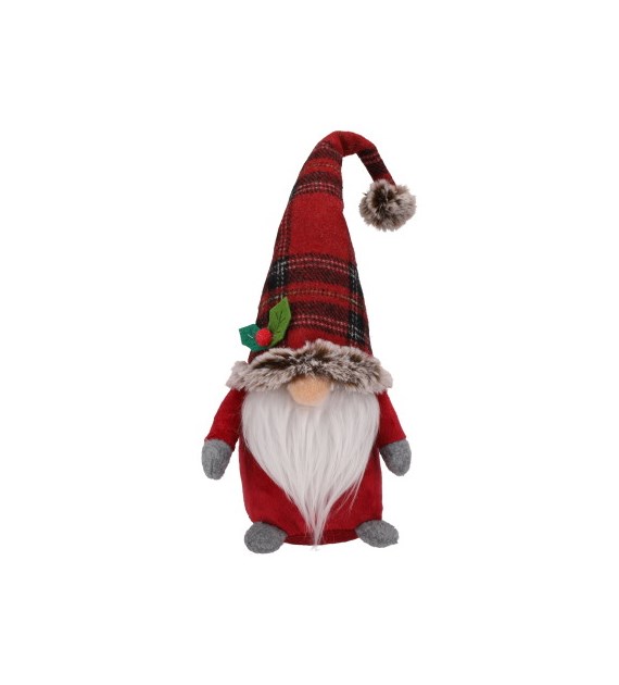 Skrzat z materiału w kratkę, 22cm, czerwony, zielony, do postawienia