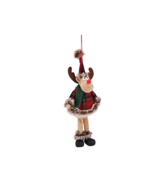 Renifer z materiału, 26,5cm, czerwony, brąz, do postawienia