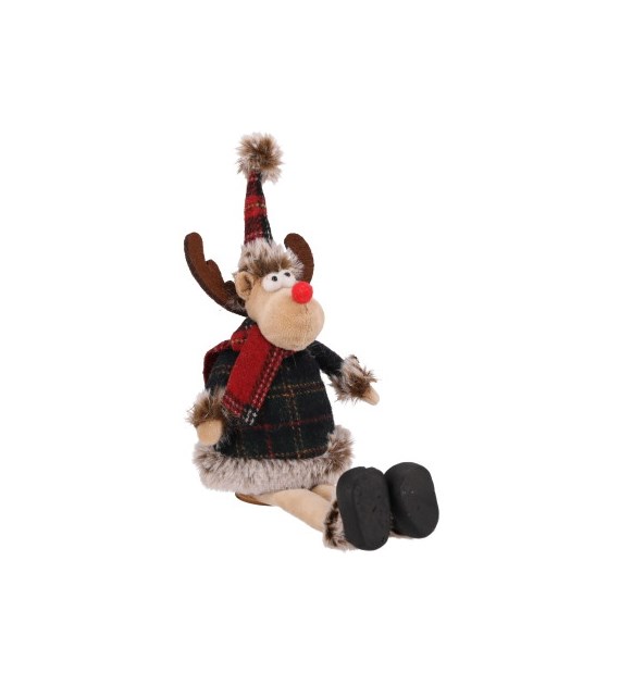 Renifer z materiału, 26cm, zielony, brąz, do postawienia