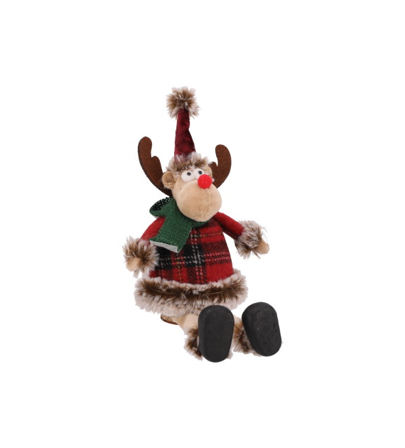 Renifer z materiału, 26cm, czerwony, brąz, do postawienia