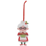 Zawieszka z drewna mikołajowa, 11cm, czerwony, biały, do powieszenia