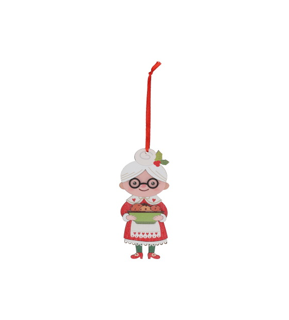 Zawieszka z drewna mikołajowa, 11cm, czerwony, biały, do powieszenia