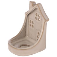 Świecznik z ceramiki na tealight, domek, 8,5cm, beż, do postawienia