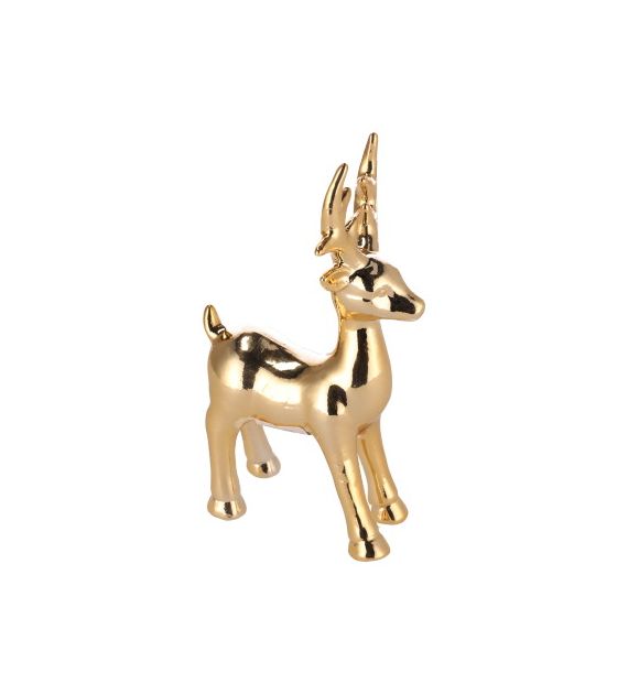 Renifer z ceramiki, 15cm, złoty, do postawienia