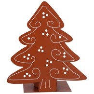 Choinka z metalu na tealight, 11cm, brąz, biały, do postawienia