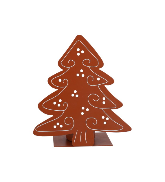 Choinka z metalu na tealight, 11cm, brąz, biały, do postawienia