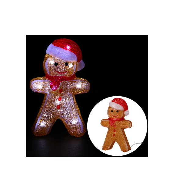 Ciastek 20LED, 13x5x21cm, brązowa, ciepły biały, na baterie, wew.