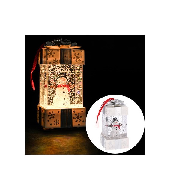 Latarenka LED z bałwanem, 5x5x12cm, ciepły biały, na baterie, wew.