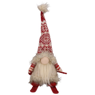 Skrzat Z Materiału Na Nartach, Podświetlany LED, 41cm, Biały, Czerwony