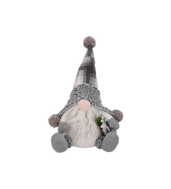 Skrzat z materiału, podświetlany LED, 38cm, biały, szary, do postawienia