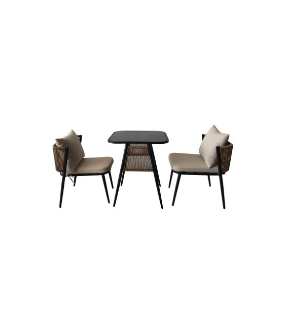 Zestaw balkonowy kompakt, 3 częściowy, krzesło 50x56x68cm, stolik 60x50x72cm, rattan