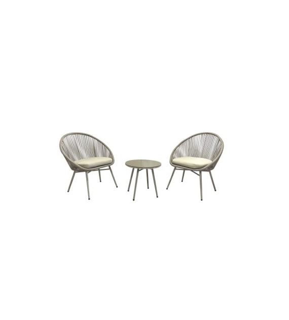 Zestaw balkonowy 2 fotele oraz stolik, wym. Krzeseł 66x71x85cm, wym. Stolika 50x45cm, beżowy